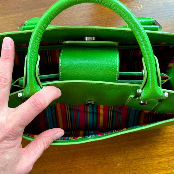 Nordstrom Lime Green Leather Double Handle Bag - Picture 6 of 12